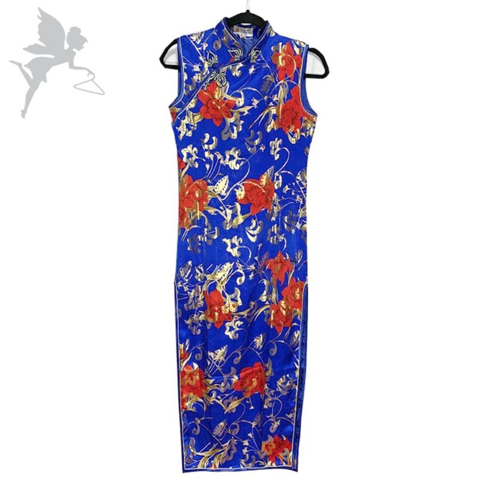 VINTAGE Laogudai Traditional silk asian maxi column dress